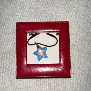 Baccarat Iridescent Aroura Star crystal Necklace with 30” Black Cord in box